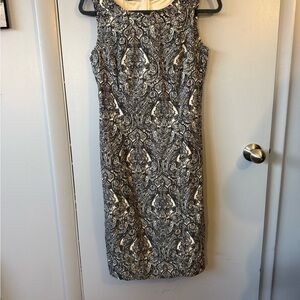 Talbots Black and Cream Paisley Midi Dress